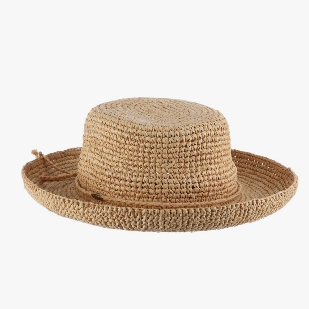 Scala Natural Straw Crochet Sun Hat
